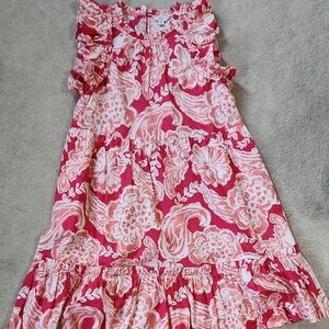 Crown & Ivy™ Women's Printed Flutter Sleeve Dress Pink Orange - Medium